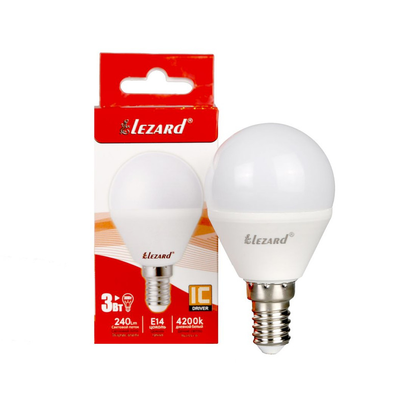 Лампа світлодіодна Lezard LED GLOB A45 3Вт, E14, 240K (442-A45-1403)